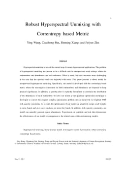Robust Hyperspectral Unmixing with Correntropy based Metric