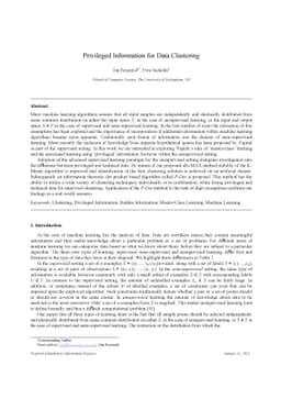 Privileged Information for Data Clustering