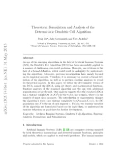 Theoretical formulation and analysis of the deterministic dendritic cell
  algorithm