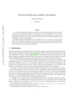Dynamic Ad Allocation: Bandits with Budgets