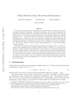 Phase Retrieval using Alternating Minimization