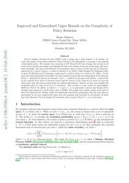 Improved and Generalized Upper Bounds on the Complexity of Policy
  Iteration