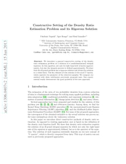 Constructive Setting of the Density Ratio Estimation Problem and its
  Rigorous Solution