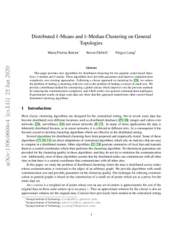 Distributed k-Means and k-Median Clustering on General Topologies