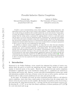 Provable Inductive Matrix Completion