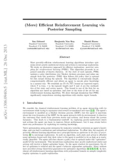 (More) Efficient Reinforcement Learning via Posterior Sampling