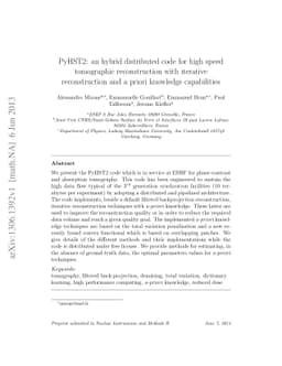PyHST2: an hybrid distributed code for high speed tomographic
  reconstruction with iterative reconstruction and a priori knowledge
  capabilities