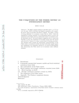 The uniqueness of the Fisher metric as information metric