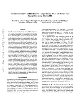 Vesselness features and the inverse compositional AAM for robust face
  recognition using thermal IR