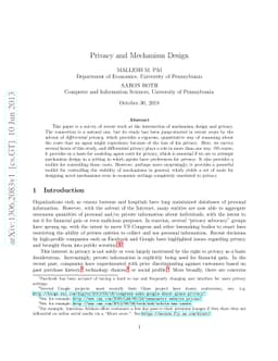 Privacy and Mechanism Design