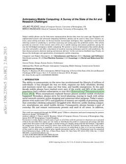Anticipatory Mobile Computing: A Survey of the State of the Art and
  Research Challenges