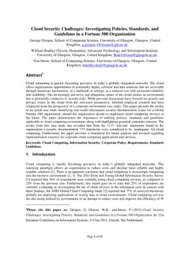 Cloud Security Challenges: Investigating Policies, Standards, and
  Guidelines in a Fortune 500 Organization