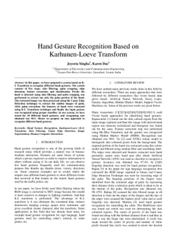 Hand Gesture Recognition Based on Karhunen-Loeve Transform