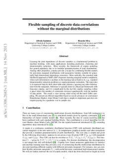 Flexible sampling of discrete data correlations without the marginal
  distributions