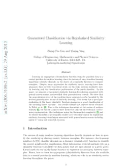 Guaranteed Classification via Regularized Similarity Learning