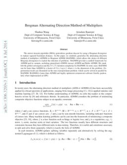 Bregman Alternating Direction Method of Multipliers