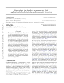 Constrained fractional set programs and their application in local
  clustering and community detection