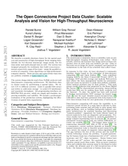 The Open Connectome Project Data Cluster: Scalable Analysis and Vision
  for High-Throughput Neuroscience