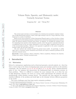 Volume Ratio, Sparsity, and Minimaxity under Unitarily Invariant Norms