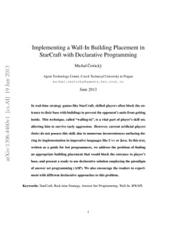 Implementing a Wall-In Building Placement in StarCraft with Declarative
  Programming