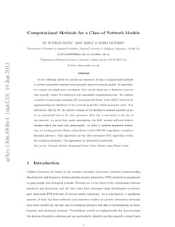 Computational Methods for a Class of Network Models