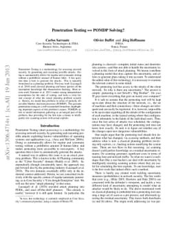 Penetration Testing == POMDP Solving?
