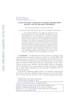 A loss function approach to model specification testing and its relative
  efficiency