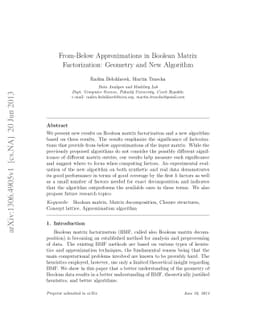 From-Below Approximations in Boolean Matrix Factorization: Geometry and
  New Algorithm