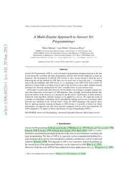 A Multi-Engine Approach to Answer Set Programming