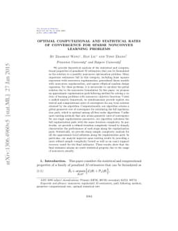 Optimal computational and statistical rates of convergence for sparse
  nonconvex learning problems