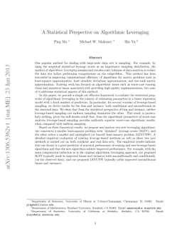 A Statistical Perspective on Algorithmic Leveraging