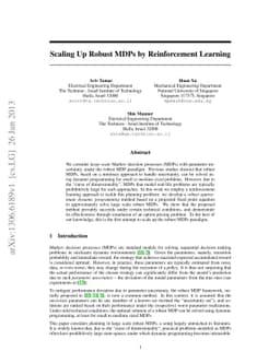 Scaling Up Robust MDPs by Reinforcement Learning