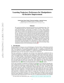 Learning Trajectory Preferences for Manipulators via Iterative
  Improvement