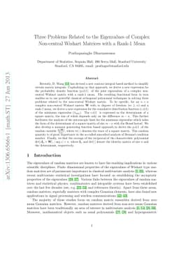Three Problems Related to the Eigenvalues of Complex Non-central Wishart
  Matrices with a Rank-1 Mean