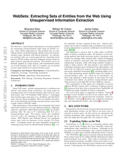 WebSets: Extracting Sets of Entities from the Web Using Unsupervised
  Information Extraction
