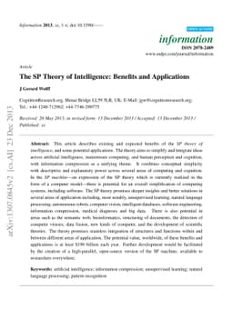 The SP theory of intelligence: benefits and applications