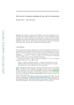 Fast inverse transform sampling in one and two dimensions