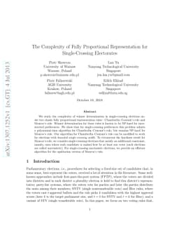 The Complexity of Fully Proportional Representation for Single-Crossing
  Electorates