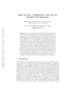 Quiet in Class: Classification, Noise and the Dendritic Cell Algorithm