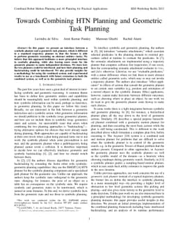 Towards Combining HTN Planning and Geometric Task Planning