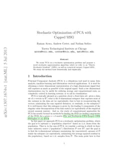 Stochastic Optimization of PCA with Capped MSG