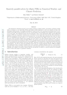 Massively parallel solvers for elliptic PDEs in Numerical Weather- and
  Climate Prediction