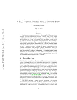 A PAC-Bayesian Tutorial with A Dropout Bound