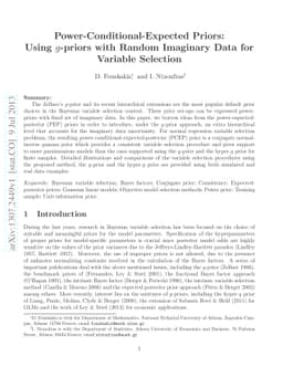 Power-Conditional-Expected Priors: Using g-priors with Random Imaginary
  Data for Variable Selection