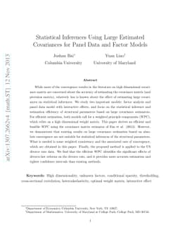 Statistical Inferences Using Large Estimated Covariances for Panel Data
  and Factor Models