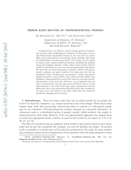 Error Rate Bounds in Crowdsourcing Models