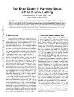 Fast Exact Search in Hamming Space with Multi-Index Hashing