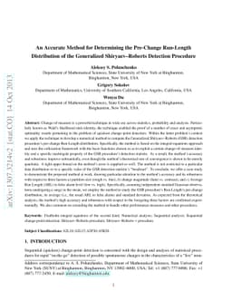 An Accurate Method for Determining the Pre-Change Run-Length
  Distribution of the Generalized Shiryaev--Roberts Detection Procedure