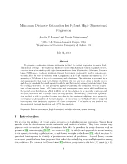 Minimum Distance Estimation for Robust High-Dimensional Regression