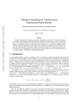 Thompson Sampling for 1-Dimensional Exponential Family Bandits